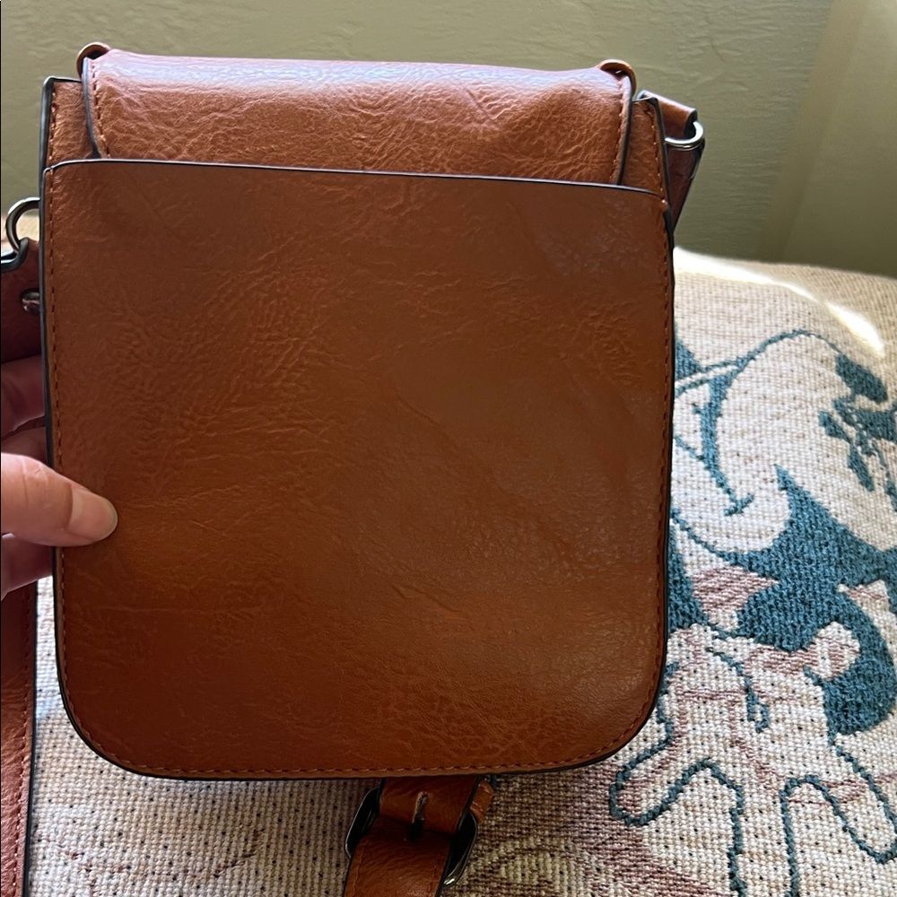 #1024+ “30X7”Brown Leather Crossbody Bag with Turquoise Accent - Picture 9 of 10
